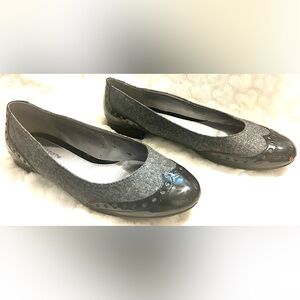 Liz Claiborne Bianca gray tweed Black slip on ballet Flats women’s size 8.5 M